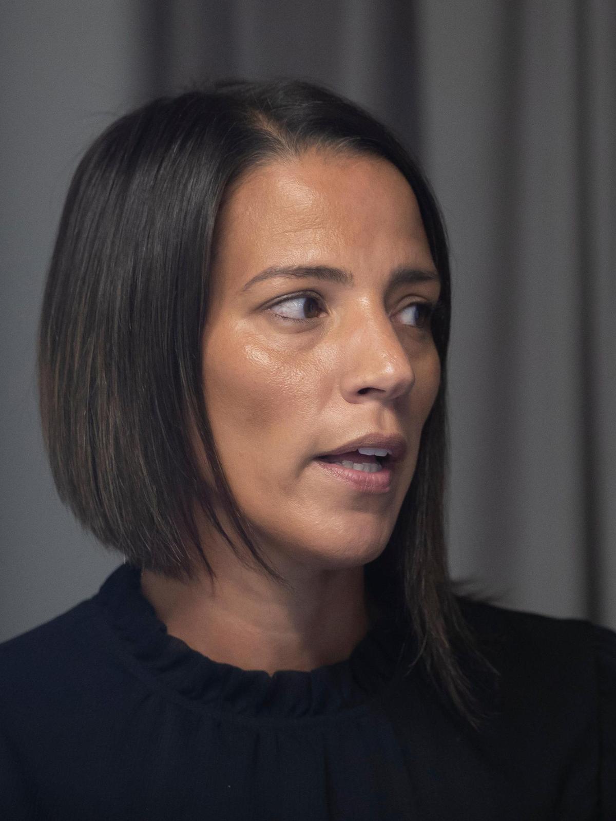 Lexington police detective and Bluegrass Crime Stoppers Coordinator Kristyn Klingshirn speaks during a media conference at the Public Safety Operations Center on Wednesday, Aug. 30, 2023.