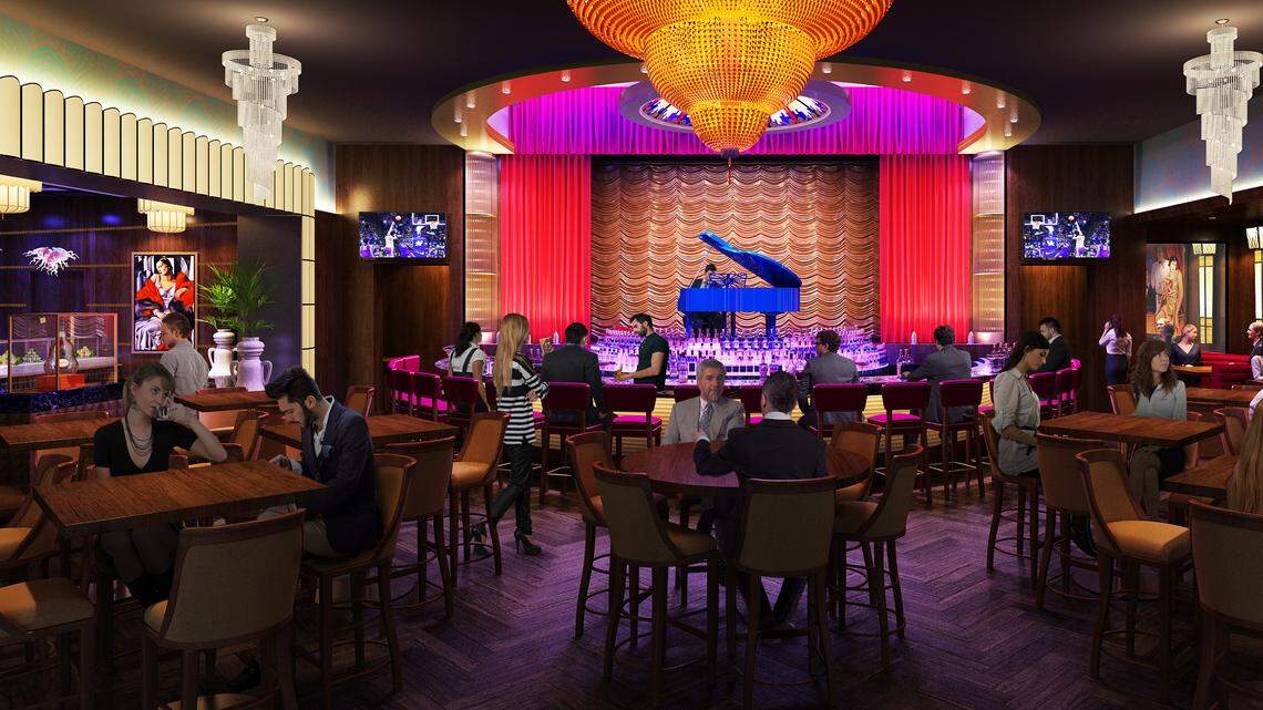 Jeff Ruby’s Steakhouse will feature a horseshoe-shaped bar around a stage, a sushi bar and a large lounge in the restaurant opening in April.