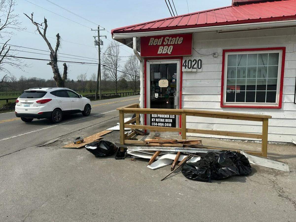 Cleanup and repairs were well underway by mid-afternoon Friday at Red State BBQ. The restaurant hopes to reopen early next week.