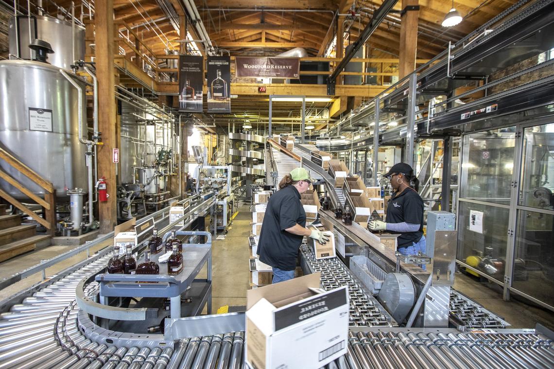 Woodford Reserve bourbon is bottled June 5, 2019.