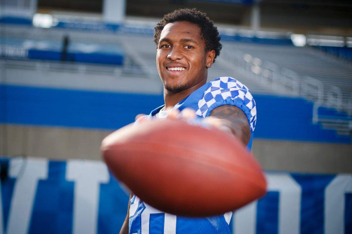 Kentucky wide receiver Rahsaan Lewis (28) had a strong spring and is vying for a spot in UK’s rotation as a walk-on.