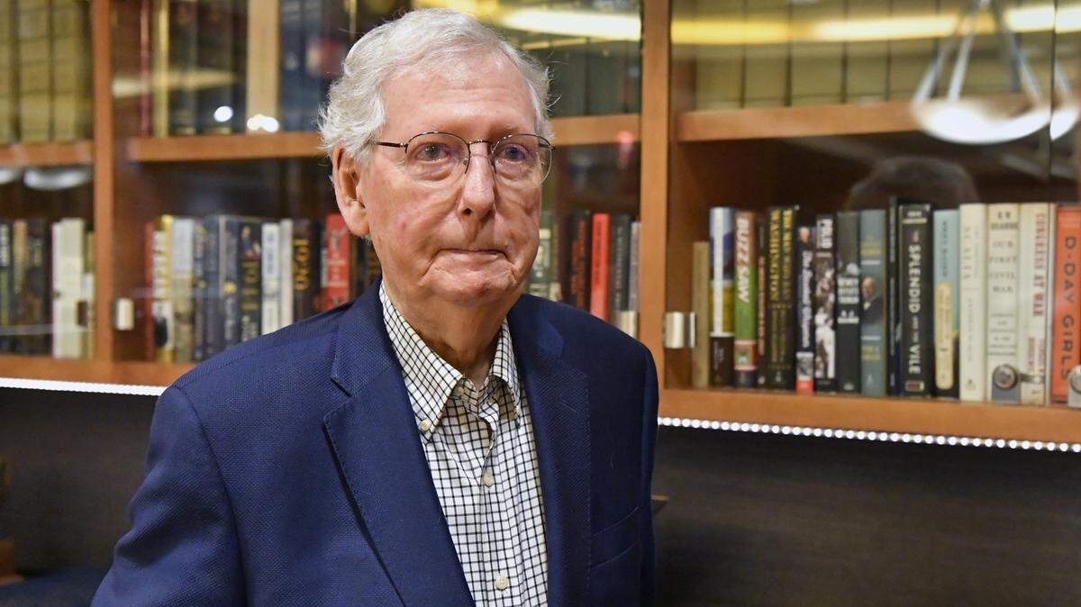 Sen. Mitch McConnell speaks with a Herald-Leader reporter during an interview at the McConnell Center located at the University of Louisville Ekstrom Library in Louisville, Ky., Friday, Aug. 29, 2025.