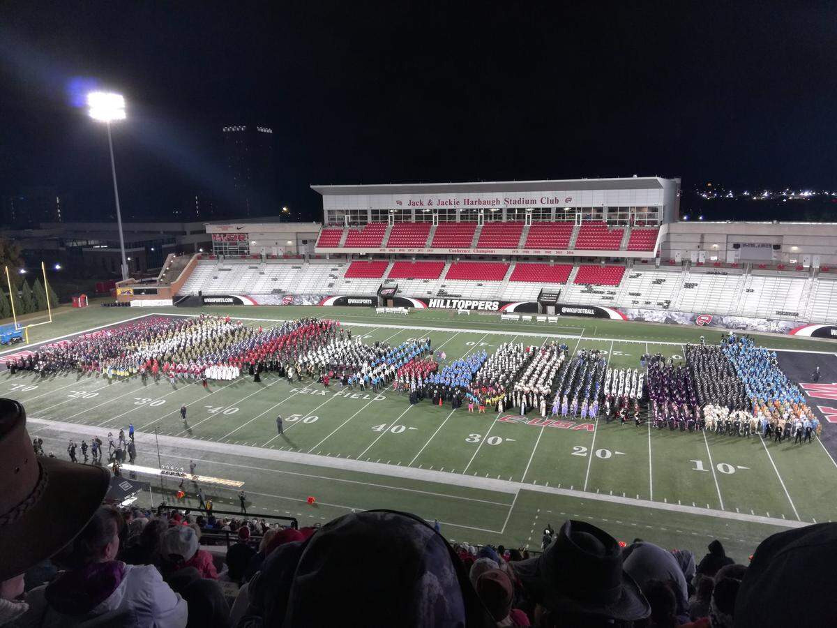The 20 finalists in the Kentucky state marching band championships at Western Kentucky University wait to learn how they placed during the 2019 competition. The state finals will be held again this year at WKU.