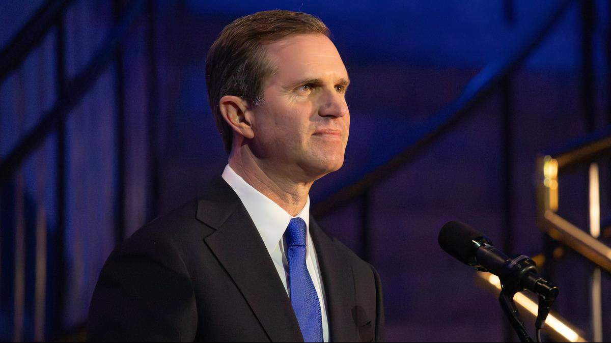 Kentucky Gov. Andy Beshear pauses for applause when mentioning the need for public decorum and bipartisanship in American politics during the State of the Commonwealth budget address at the Thomas D. Clark Center for Kentucky History on Jan. 7, 2026, in Frankfort, Ky.
