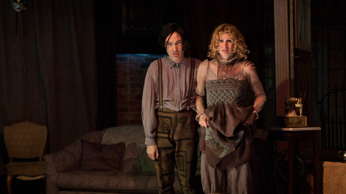 Ryan Case, left, and Rachel Rogers star in The Two-Character Play.