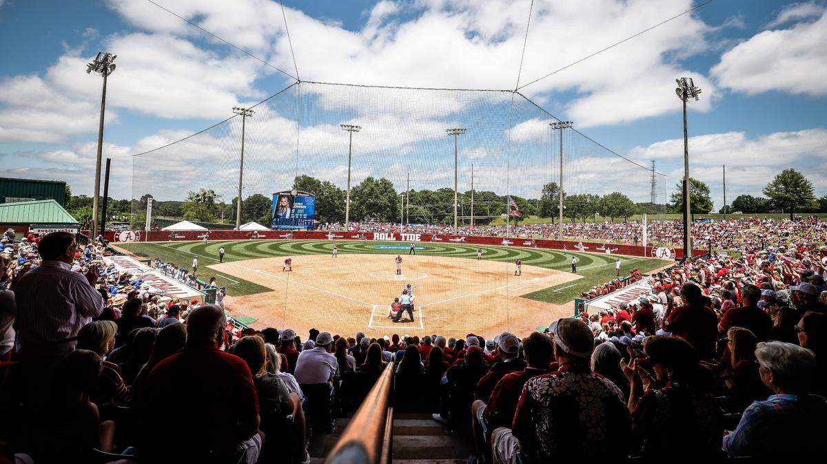 A sellout crowd of about 3,500 fans were on hand to watch Kentucky play Alabama in the NCAA Tuscaloosa softball regional on Saturday, May 29, 2021.