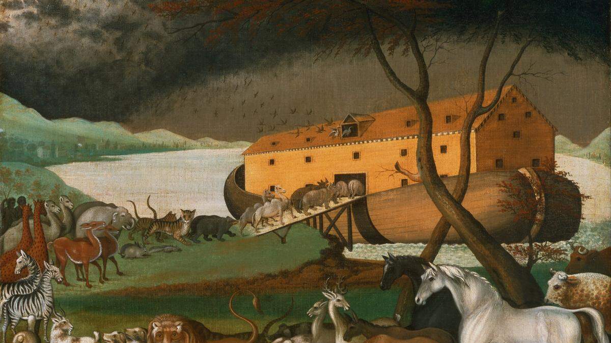 It rained for 40 days and 40 nights on Noah and his menagerie. This representation of Noah's Ark (1846) is by American folk artist Edward Hicks.  