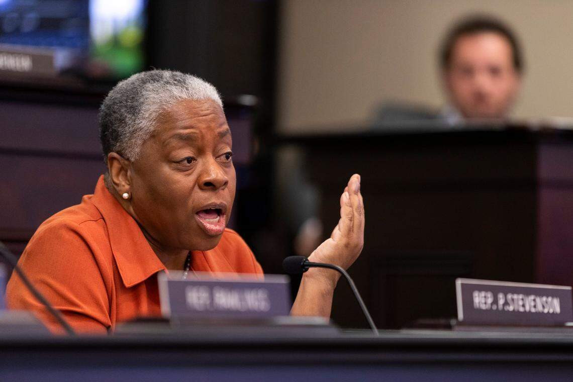 Rep. Pamela Stevenson speaks about the CARR (Red Flag) bill during the Interim Joint Committee on Judiciary in Frankfort on Friday, December 15, 2023.