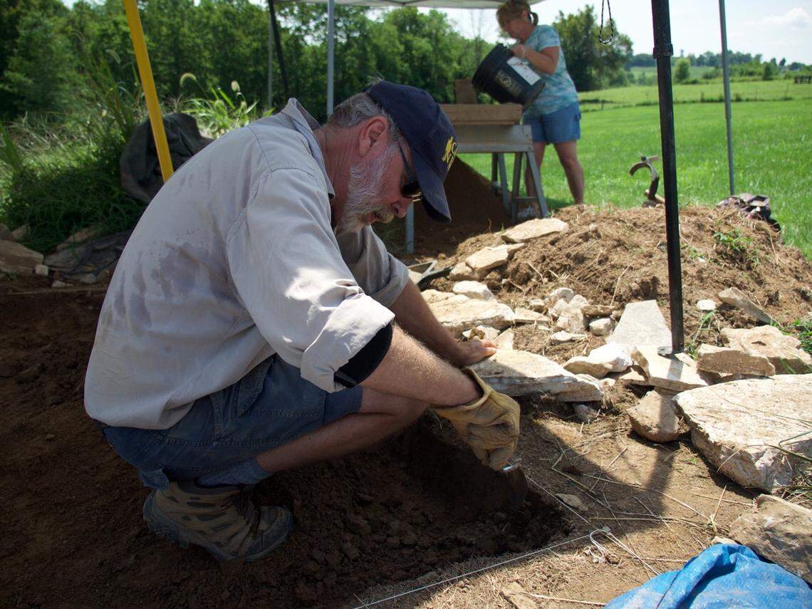 Stephen McBride, the archaeologist who is the director of interpretation at Camp Nelson, working in the dig at the sutlers area, where they discovered evidence of a photo studio and much more.