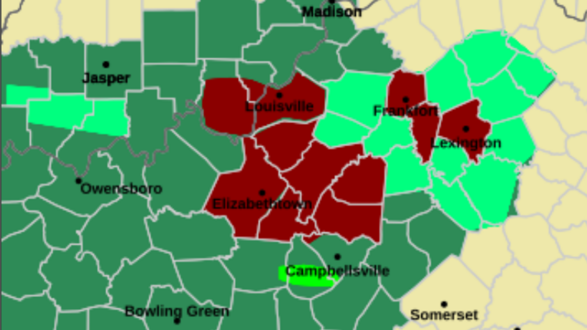 The National Weather Service issued flash flood warnings for Fayette, Jefferson and surrounding Counties during Tuesday’s rainfall. Many Central Kentucky counties are under a flood advisory. Some major Lexington roads are experiencing hazardous conditions.