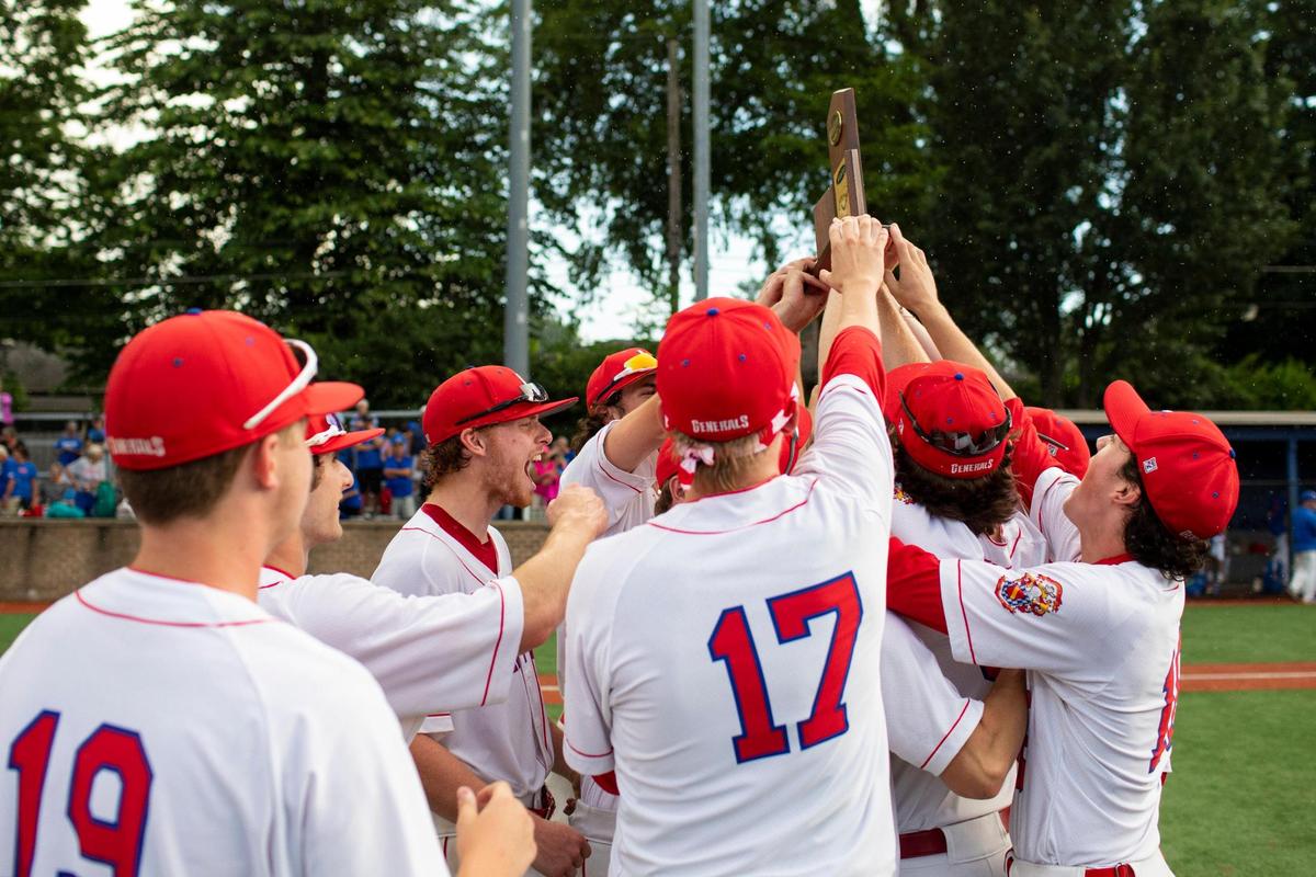 The Lafayette Generals accepted the 11th Region trophy after their 8-1 win over Madison Central in the championship game at Lexington Catholic High School on Monday.