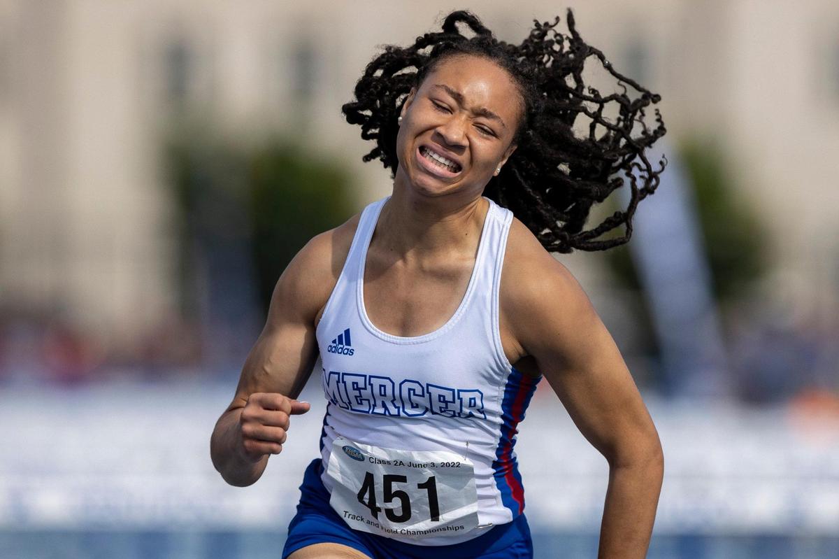 Mercer County’s Jai Maria Piazza won the girls’ 100-meter hurdles and was part of the Titans’ winning 4-by-400 relay team at the KHSAA Class 2A state championships.