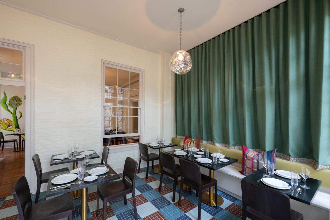 Lunch menu at the Ashbrook Hotel include the classic “Hot Brown” Sandwich with shaved ham over roasted turkey, bacon tomato, gruyere cheese on sourdough bread, and the Main Street Burger, with a rustic blend of Wagyu beef, elk, bison & wild boar, white cheddar, applewood bacon on a garlic aioli potato bun.