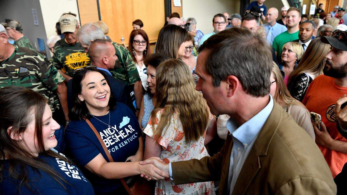 Kentucky Gov. Andy Beshear, a Democrat, kicked off his re-election campaign with a bus tour across Kentucky, including this stop in Owensboro.