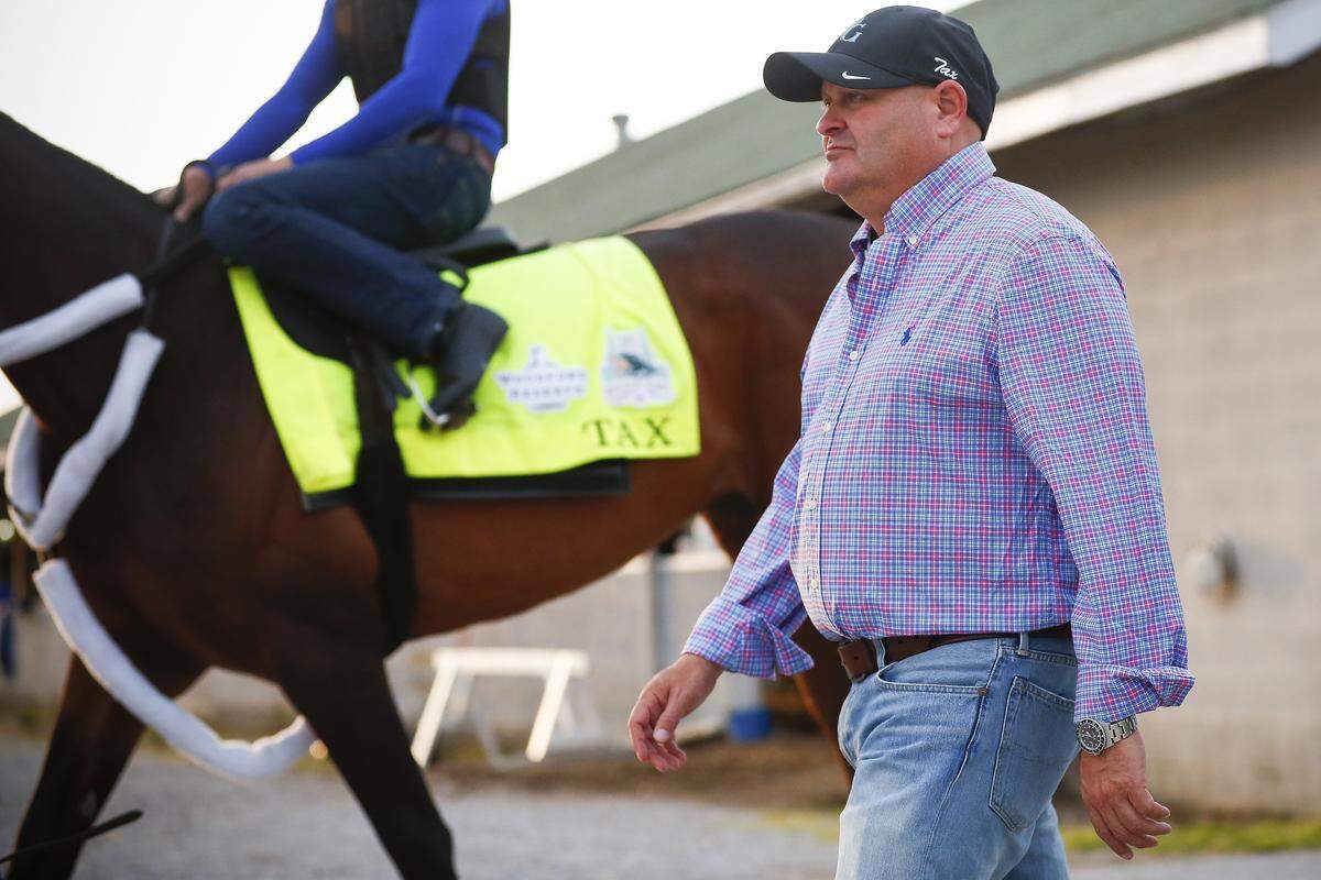 Trainer Danny Gargan walked to the track with Tax on Wednesday morning. Tax has morning-line odds of 20-1 for Saturday’s Kentucky Derby.