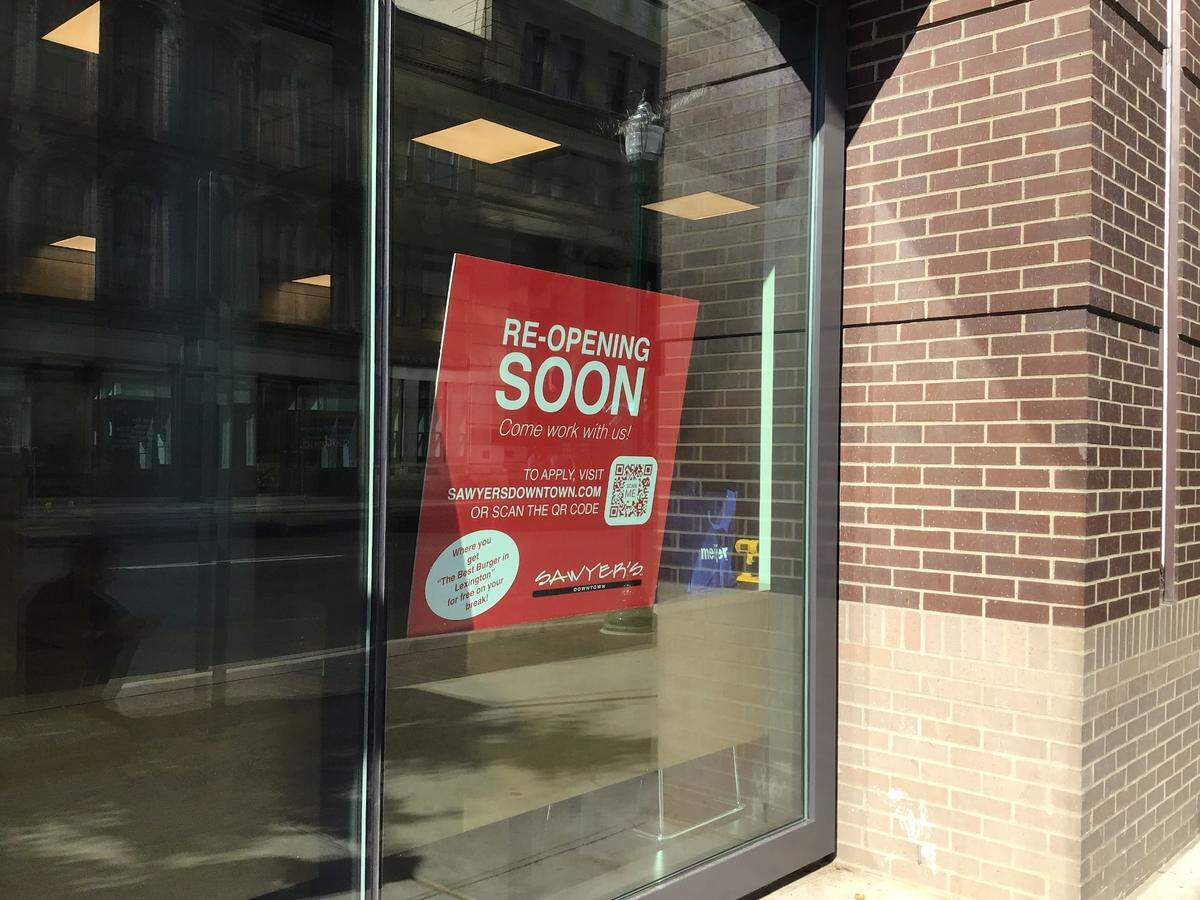 Sawyer’s Downtown Bar & Grill will open in the City Center block at 140 W. Main St. The restaurant closed in May 2021 in Triangle Center, where it had been for almost 35 years in one form or another.