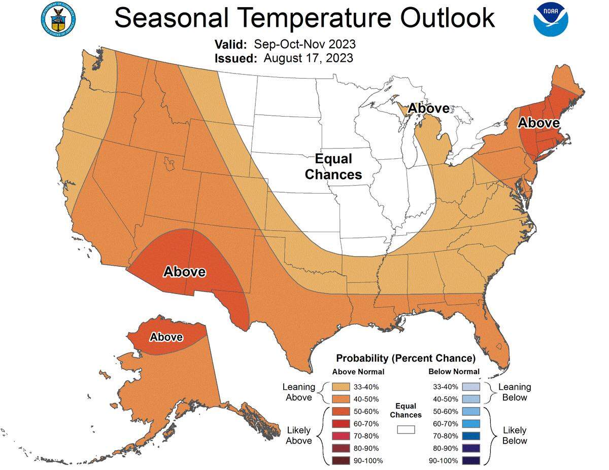 An outlook from the Climate Prediction Center valid September through November in 2023.