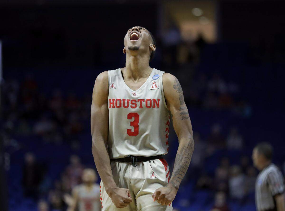 Though he stands only 6-foot-3, Armoni Brooks is Houston’s leading rebounder (6.4 rpg).