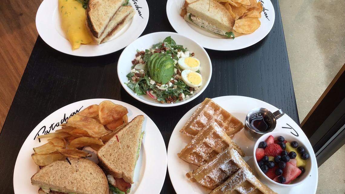 Cafe Patachou offers breakfast, brunch and lunch items. The menu includes turkey club with house-made chips, waffle (also available gluten free), green goddess salad, omelette with cinnamon toast, and chicken salad, shown Tuesday, Nov. 8, 2025, at Cafe Patachou.