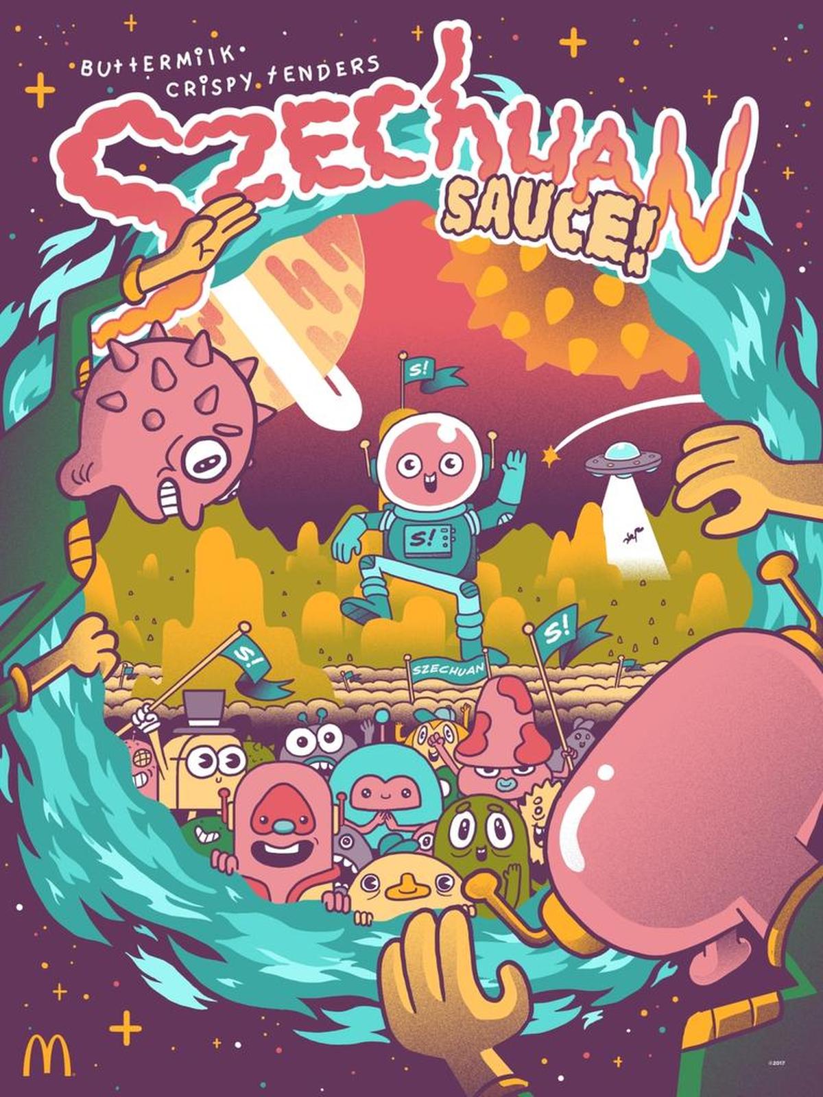 On Saturday, McDonald’s on Limestone and elsewhere around the state will have limited-edition posters for all 10 sauces to promote its new buttermilk crispy tenders. At the McDonald’s on Limestone, limited quantities of the cult favorite Szechuan sauce will be available at 2 p.m.