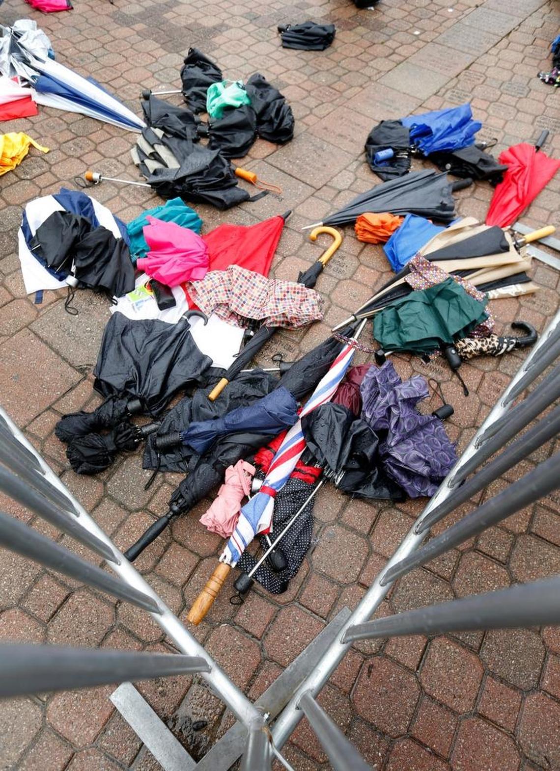 Umbrellas were not allowed at the security point at Gate 1 on Kentucky Derby day at Churchill Downs last year.