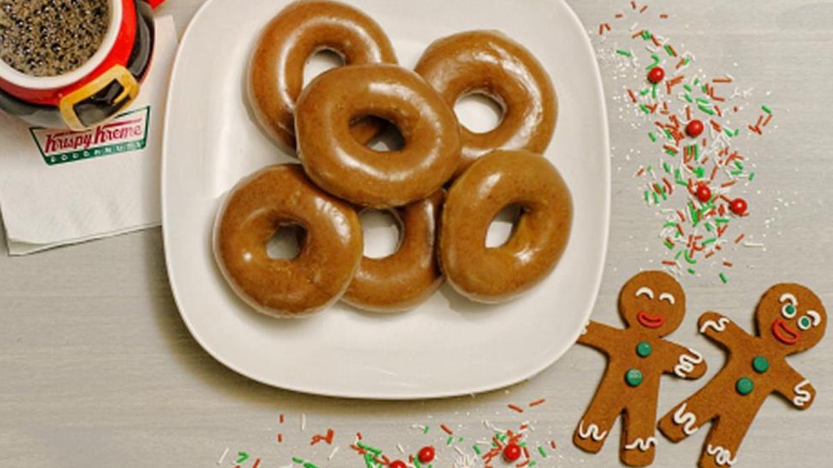 On Dec. 12, you can get gingerbread doughnuts, with a special molasses glaze, a first for the company. Available one day only, for National Gingerbread House Day.