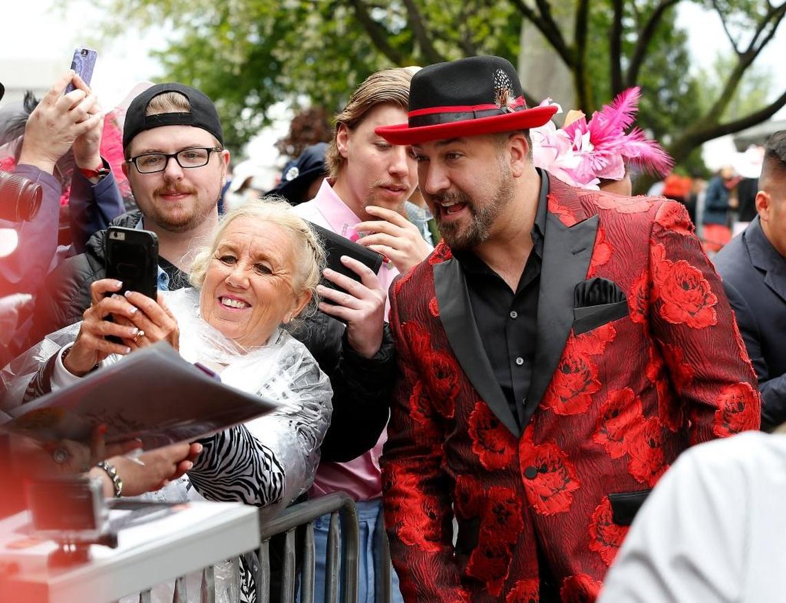 Tammy Pickett, Russell Springs, took a selfie with former NSYNC member Joey Fatone as he left the Red Carpet to enter the clubhouses for the Kentucky Derby at Churchill Down in Louisville, Ky., Saturday, May 06, 2017.
