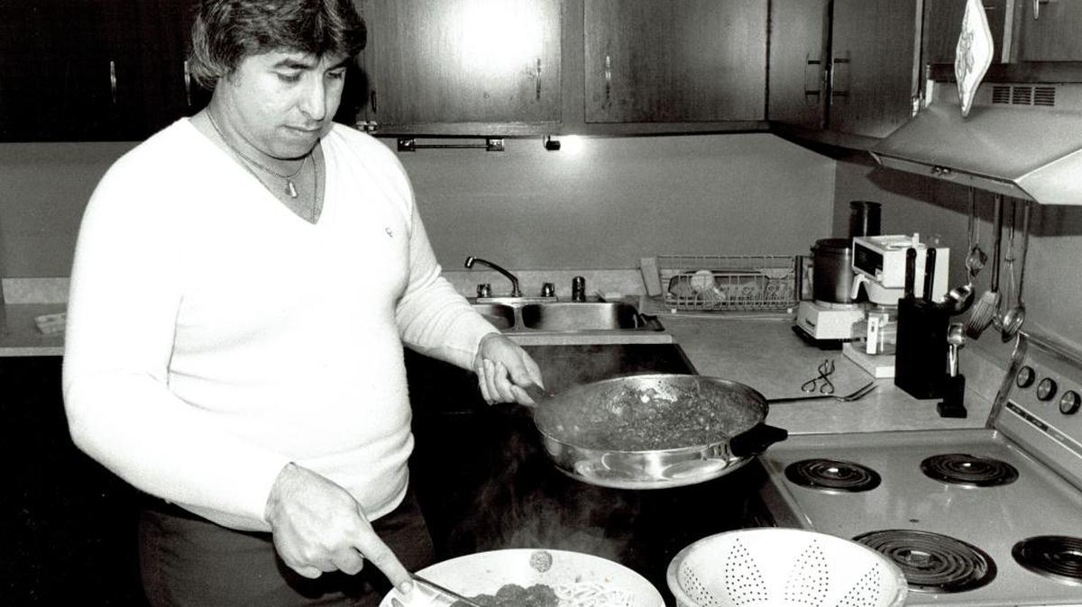Gennaro Galtieri, former owner of Lexitalia Ristorante, in his home kitchen preparing an Italian meal for his family in 1983. Galtieri’s food will be celebrated in an icons dinner at Azur at 7 p.m. on March 28.