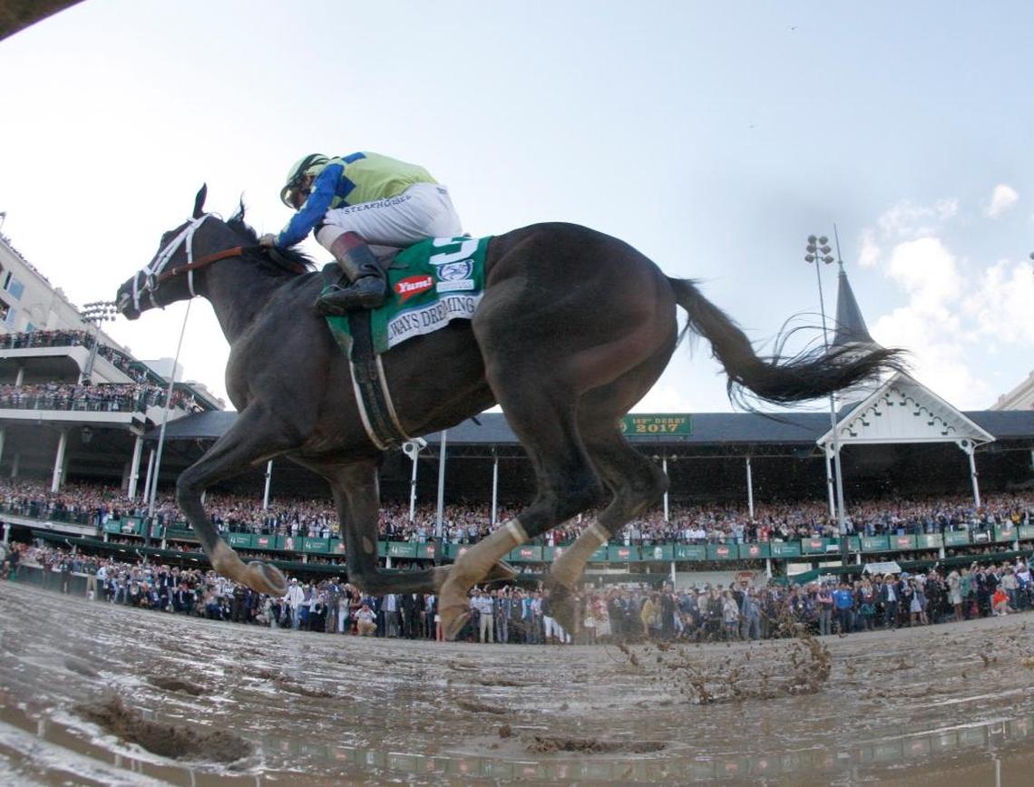 Always Dreaming with John R. Velazquez up led the charge down the stretch to win the 143rd running of the Kentucky Derby at Churchill Downs May 6, 2017.