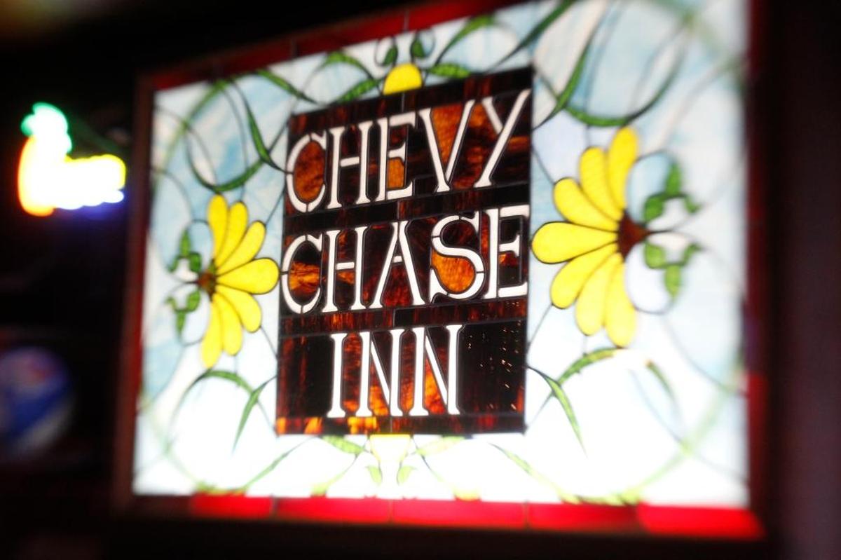 An old stain glass sign is seen at the Chevy Chase Inn on Euclid Avenue in Lexington.