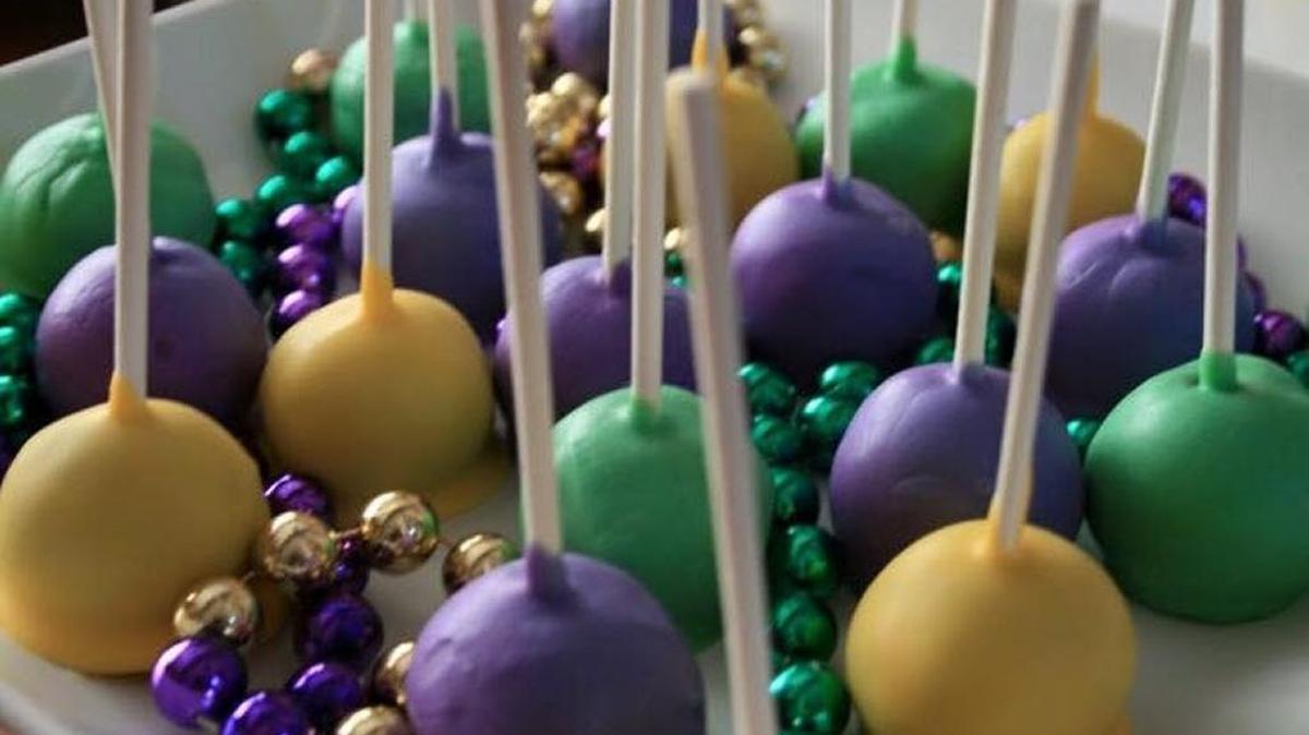 Cinnamon bon bon “pops” available from The Midway School Bakery, 510 South Winter Street in Midway, for Mardi Gras.