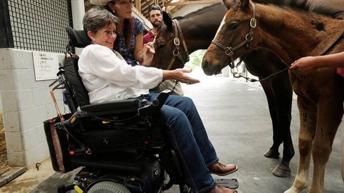 Debra Luis of California and daughter Allie Luis Sutton spent time with mare Mamma Kimbo and foal in May at Taylor Made Farm in Nicholasville. Luis had ALS, or Lou Gehrig’s disease, and wanted to visit Kentucky horse country. She died Nov. 27.