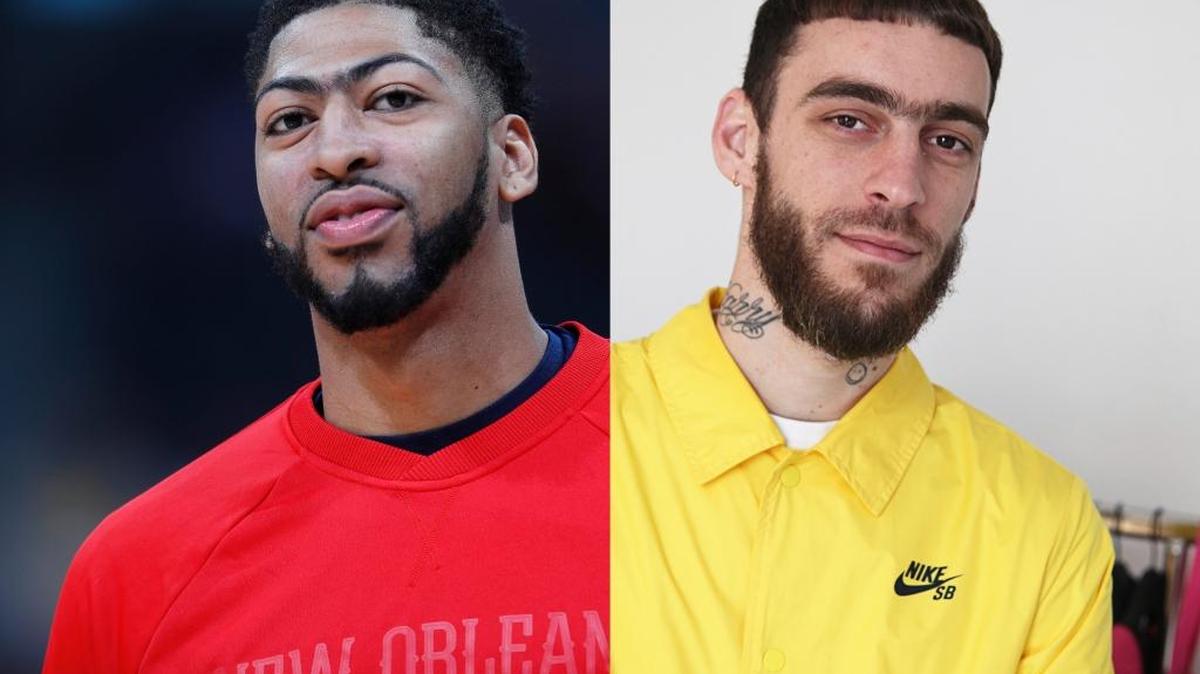 New Orleans Pelicans forward and former University of Kentucky basketball star Anthony Davis, left, and Abraham Ortuno, an accessory designer in Paris, both share a signature look of connected eyebrows.