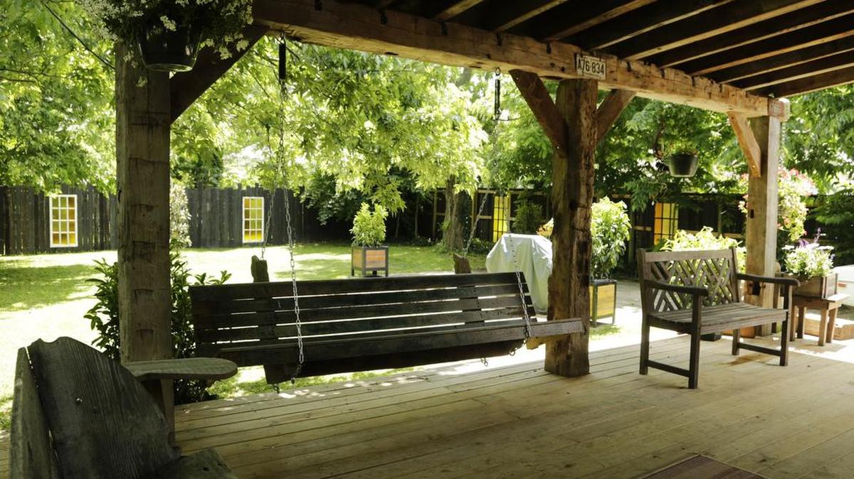 A porch addition at George Gatewood’s guest house in the Kenwick neighborhood in Lexington.