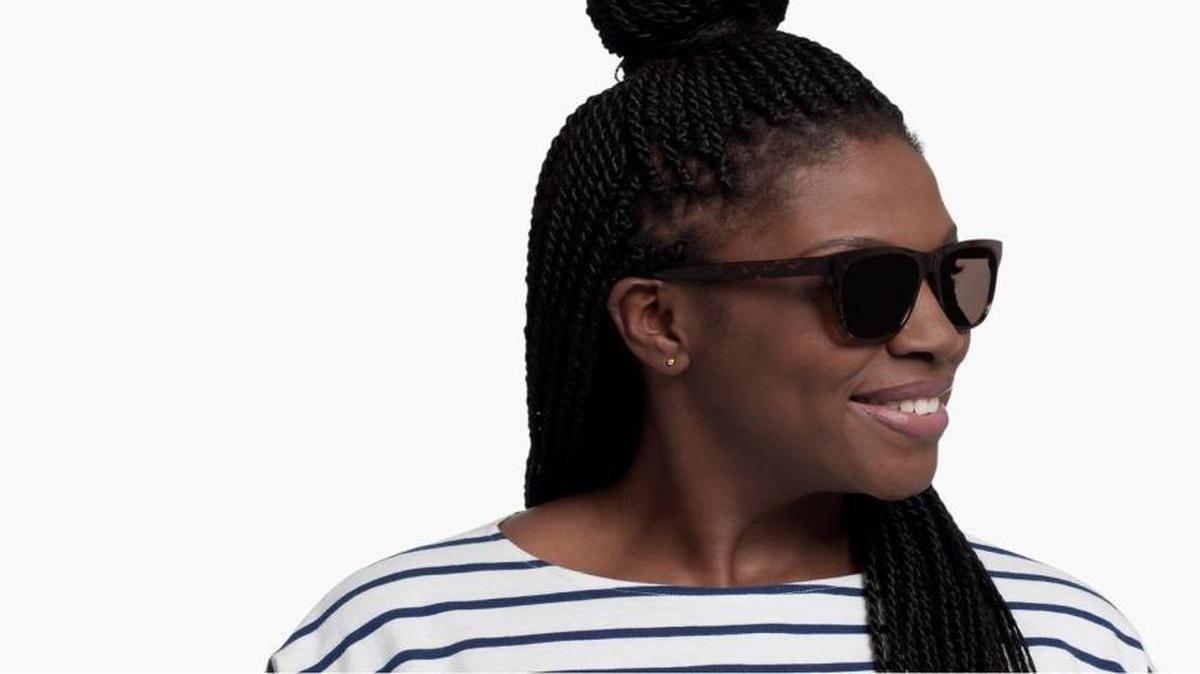 To celebrate its opening Warby Parker is re-releasing an old favorite: Jasper sunglasses in Whiskey Tortoise, now with flash-mirrored Pacific-blue lenses.