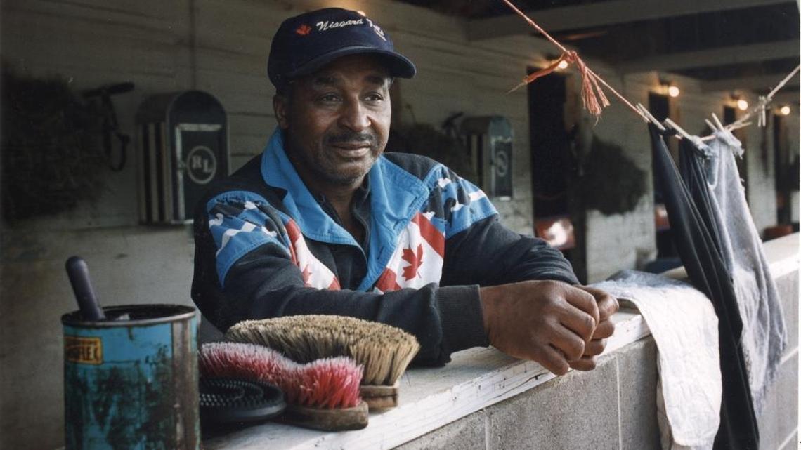 Eddie Sweat in April 1993, on the backside at Churchill Downs in Louisville. Sweat was the groom of 1973 Triple Crown champion Secretariat.