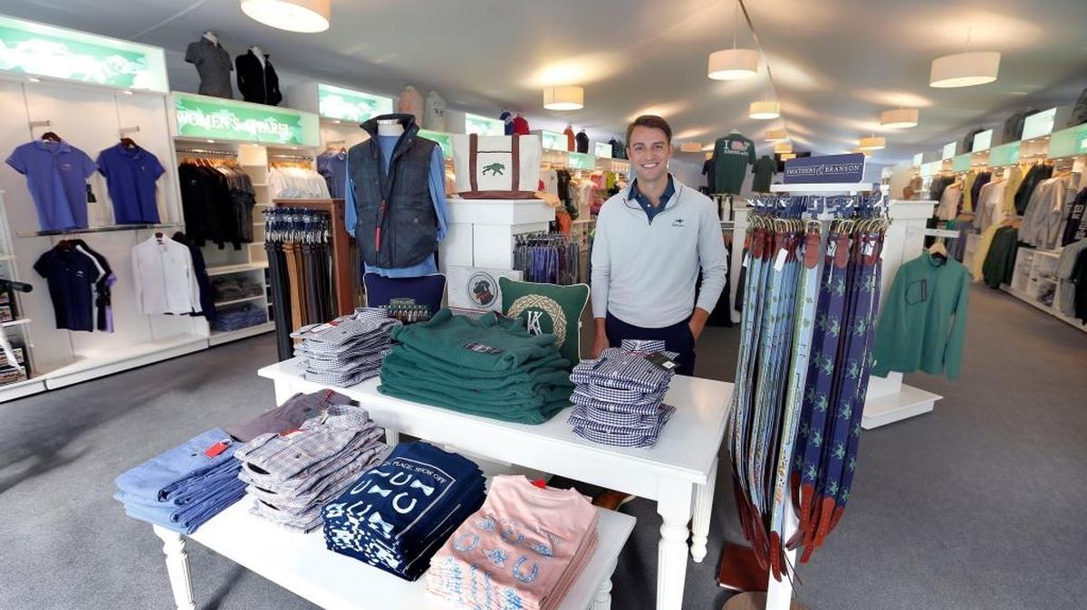 Kyle Cassin is director of retail at the new Merchandise Pavilion at the East Grandstand entrance at Keeneland Race Course.