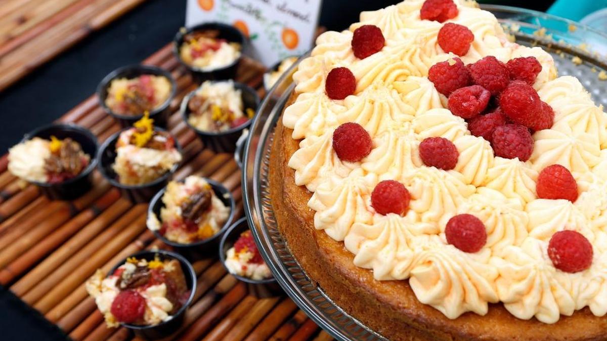 Herbe Cafe will be at Taste of the Bluegrass for the first time this year. One of the offerings will be fresh orange cake, topped with raspberries.