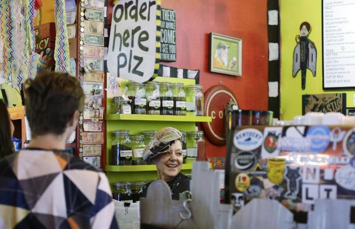 Pat Gerhard waited on customers at Third Street Stuff and Coffee in 2016.