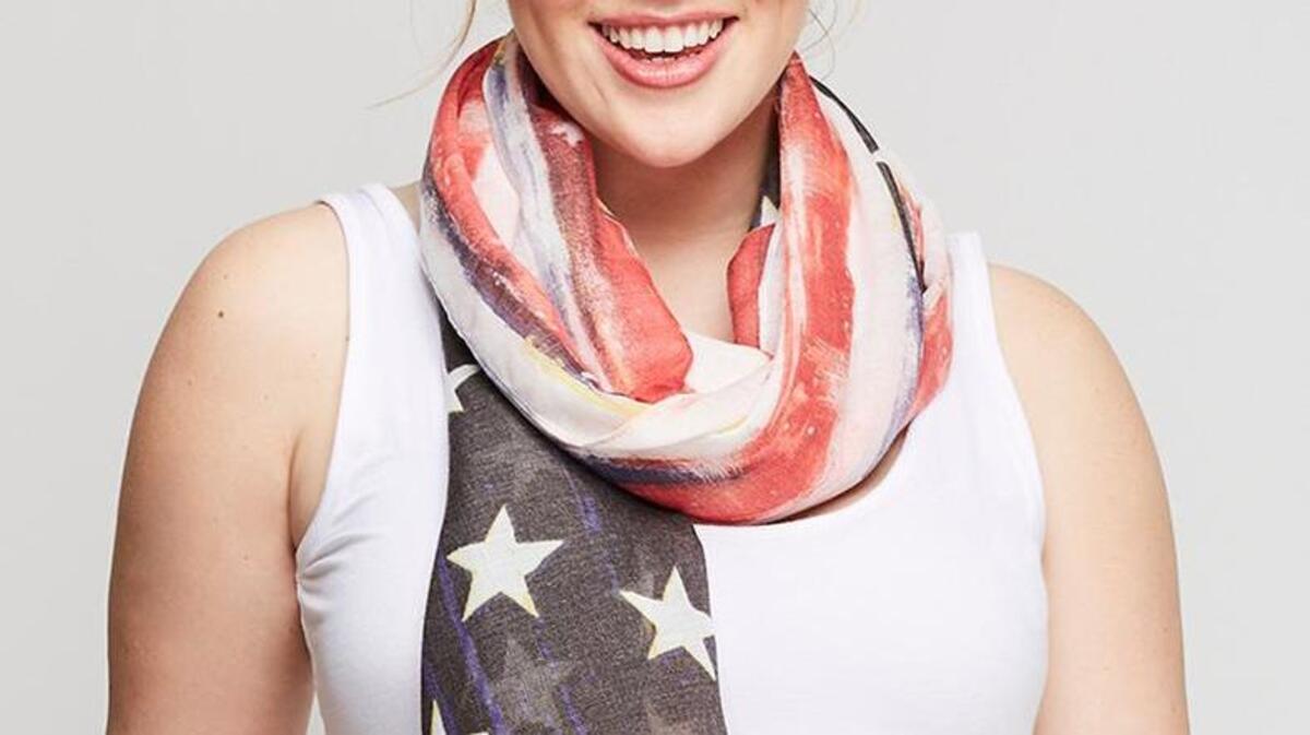An American flag print scarf is $24.95 at Lane Bryant.