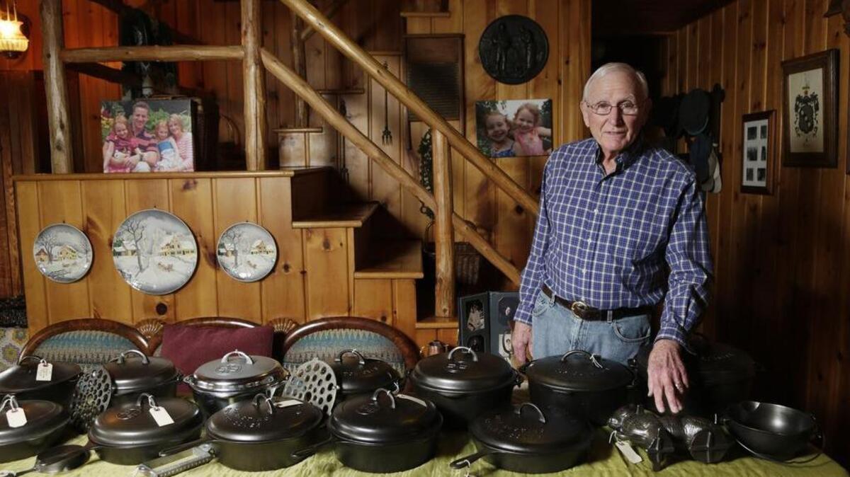 Jim Nance showed some of his inventory of restored cast iron skillets at his home near Georgetown, Ky., on Dec. 10, 2015. Nance collects and restores the skillets, dutch ovens and other cast iron cooking items.
