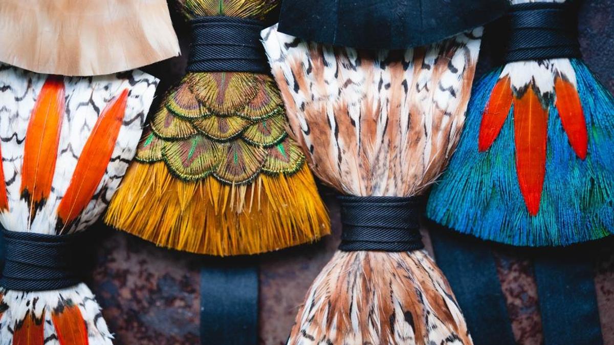 A kaleidoscope of bow ties. “No two feathers are ever exactly alike. Therefore, no two bow ties are exactly alike.”