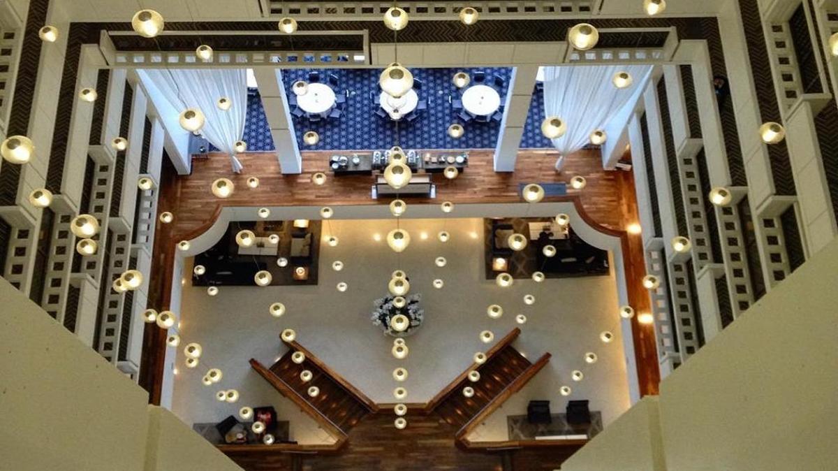 The lobby at Sheraton Grand, Nashville. The hotel has had a $35 million renovation.