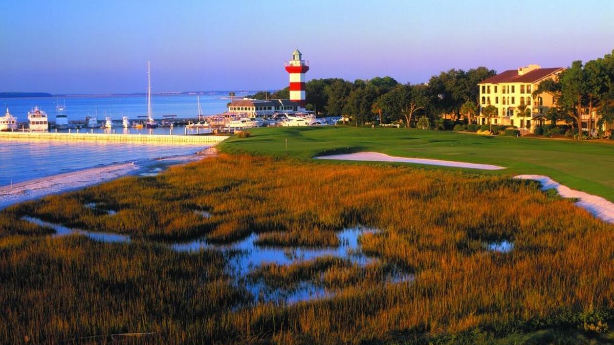 The 18th hole of the Hilton Head Harbour Town Golf Course is one of the most picturesque on the island.