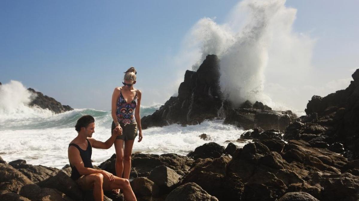 A couple experienced the terrain and the water at Aruba’s Arikok National Park.