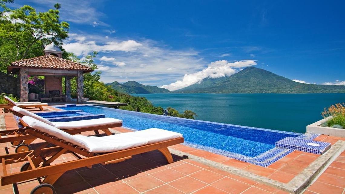 The infinity pool at the Villa Palopo, located on Lake Atitlan.