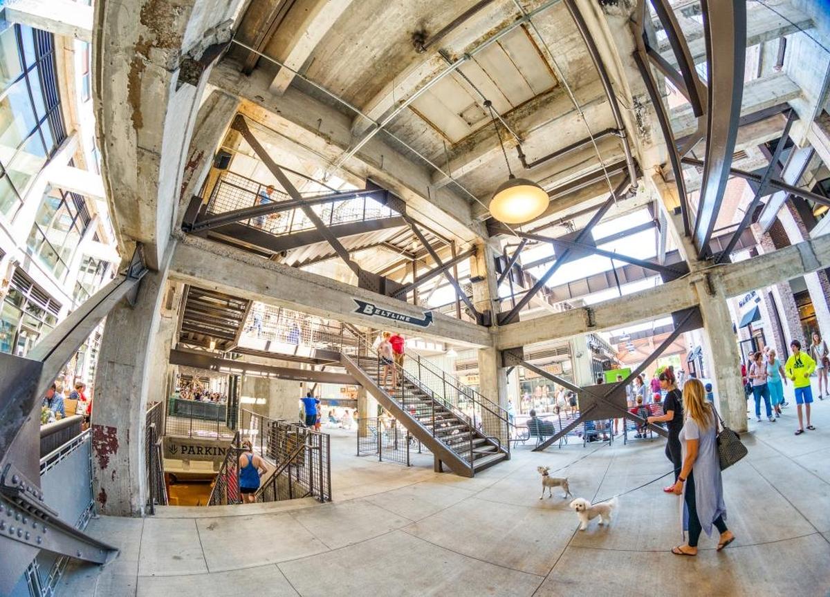 The stairway to the Atlanta BeltLine at the Ponce City Market in the Old Fourth Ward District.