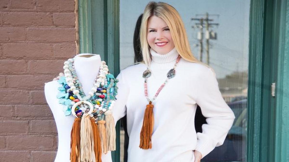 Lee Milward of Lexington has launched SuedeJewel, a collection of hand-crafted necklaces.