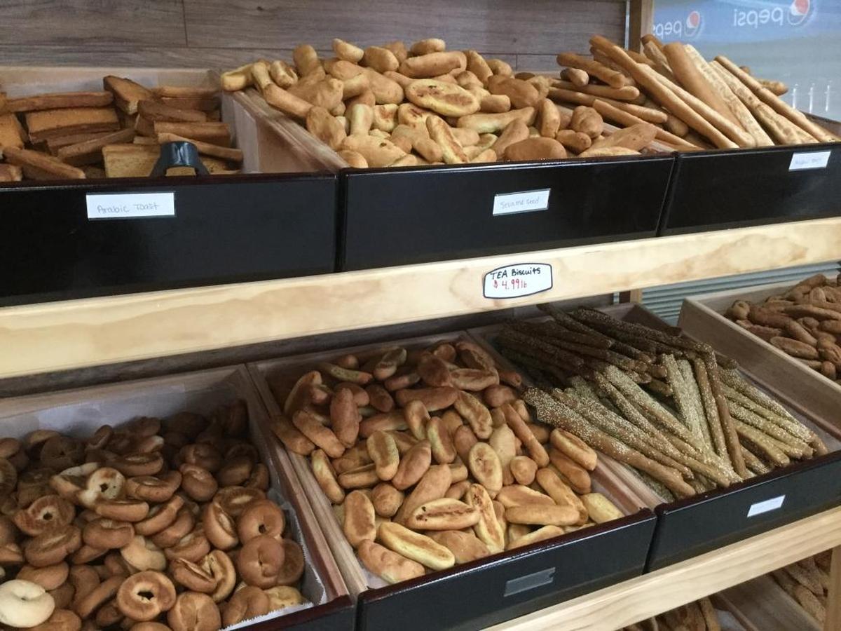 A variety of tea biscuits, savory and sweet, are available at The Mill, which encourages customers to sample before they buy.