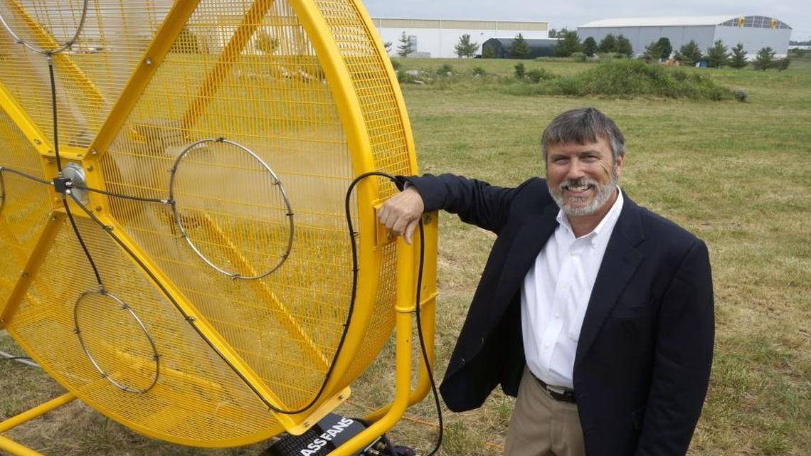 Carey Smith, CEO of Big Ass Solutions, with a Big Ass Fan in 2012.